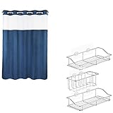 Lagute SnapHook Shower Curtain & 3-Pack Shower Caddy Bundle