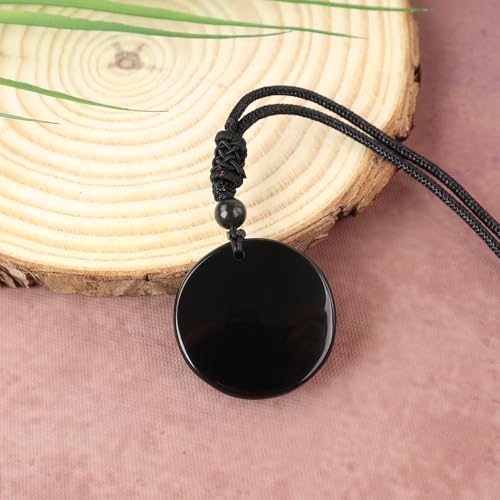 Natural Gemstone Tree of Life Black Obsidian/Golden Obsidian Pendant Necklace for Male and Female Necklace4