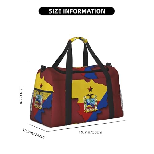 Venezuela map with a pattern print Travel Duffle Bag Gym Bag for Women,Puffer Tote Bag,Weekender Overnight Bag Organizer4