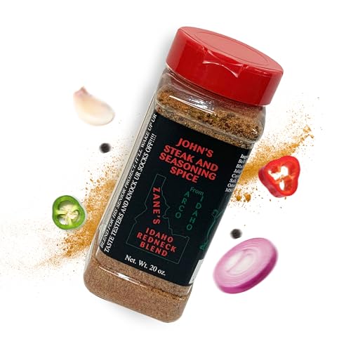John’s Steak and Seasoning Spice, Spicy Steak Seasoning, Medium Heat Seasoning Blend For Pork Chops, Burgers, Chicken, Potatoes, and More, Gluten-Free, MSG-Free, Zane’s Idaho Redneck Blend, 20 oz