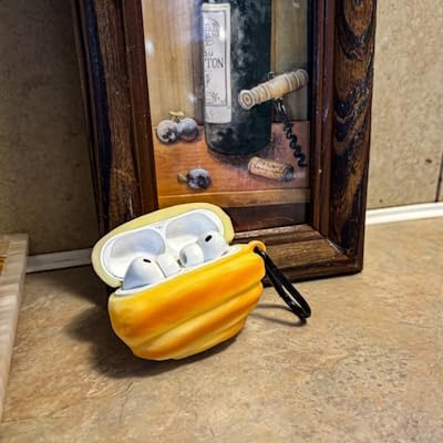for AirPods Pro (3rd Generation) Case – Croissant Silicone Cover, Shock-Absorbing Protective Design with Carabiner Clip, Soft Anti-Slip Texture - Yellow image 5