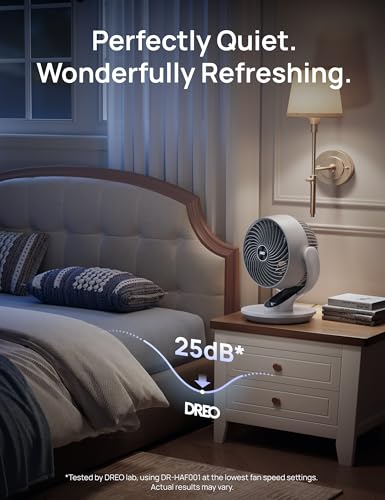 Image of DREO Oscillating Fan for Bedroom, 13 Inch Quiet Table Fans for Home Whole Room, 75ft Powerful Airflow, Desk Air Circulator Fan with Remote, 120 Adjustable Tilt, 4 Speeds, 8H Timer, for Office Desktop