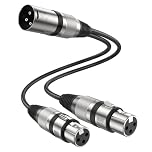 MOSWAG XLR Splitter Microphone Cable - XLR Male to Dual Female Y Splitter Adapter, 3-Pin Balanced Mic Connector Converter-9.8 Inch/25CM