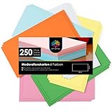 OfficeTree 250x Moderationskarten Rechteckig 20 x 9,8 cm - Metaplankarten Rechteckig 6 Farben - Moderationskarten Set Bunt - Lehrerbedarf für Präsentation und Vortrag