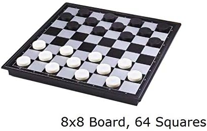 Miniatura 3 de Calefacción de damas de 8 x 8 pulgadas con tablero extensible de 9 x 9 pulgadas, 12 piezas negras y 12 piezas blancas