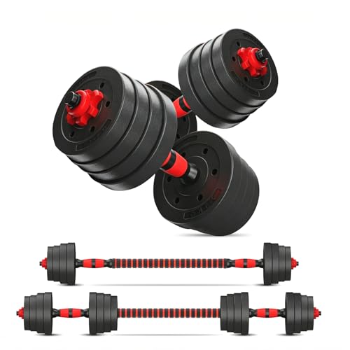 Creacloud Mancuernas Ajustables 20kg/30kg, Juego de Pesas y Mancuernas 2 en 1 con Barra de Conexión, Set dePesas Ajustables con Cierre Seguro para Gimnasio en Casa y Entrenamiento de Fuerza(30kg)
