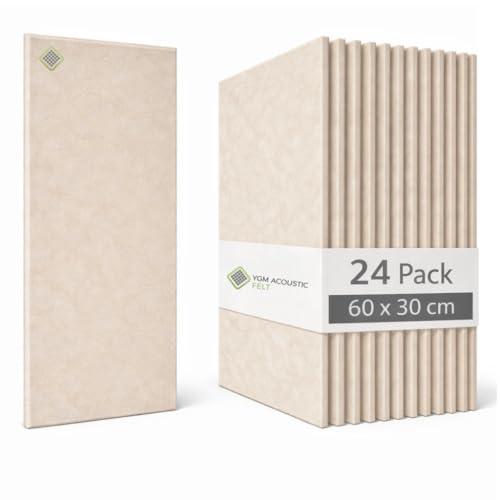 Image of YGM Acoustic Foams Luxury PET Felt Acoustic Self Adhesive Panels, 10 MM Thick, Sound Absorbing Panels for Wall | Room Noise Reducer & Sound Dampening (Beige, 1x2 Foot - 24 Panels)