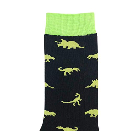 Mens Funny Casual Socks, Koolhour Cool Jurassic Dinosaur Themed Cartoon Fun Designer Cotton Tube Dress Novelty Gift Socks,Black #TOP4
