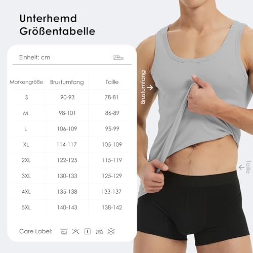 YouShow Unterhemd Herren 3er Pack 100% Baumwolle Tank Top Feinripp Schwarz Blau Grün XL
