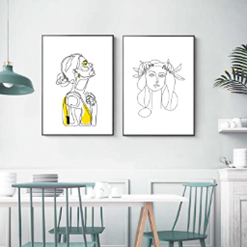Simple Floral Line Art Noir et Blanc Affiche Murale Salon Toile 70x100