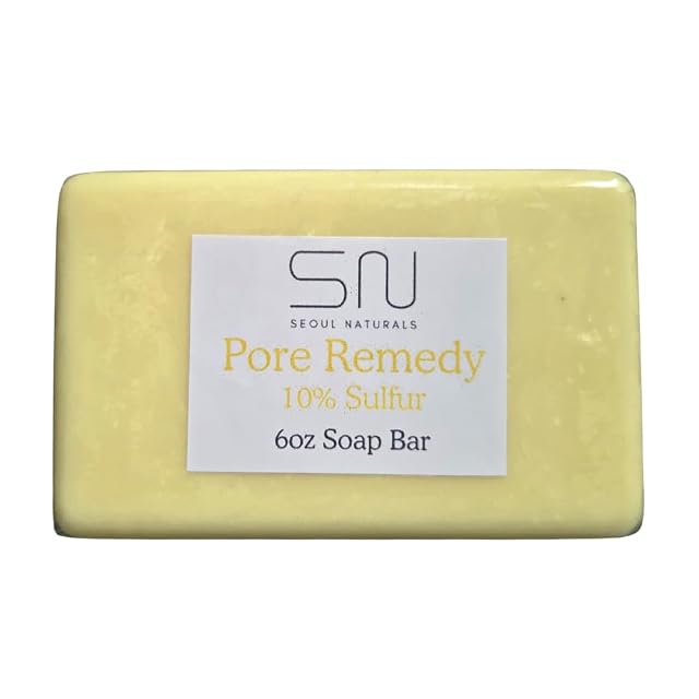 Seoul Naturals Pore Remedy 10 Sulfur Soap with Lemongrass and Tea Tree Oil for Acne Blemishes and Deep
