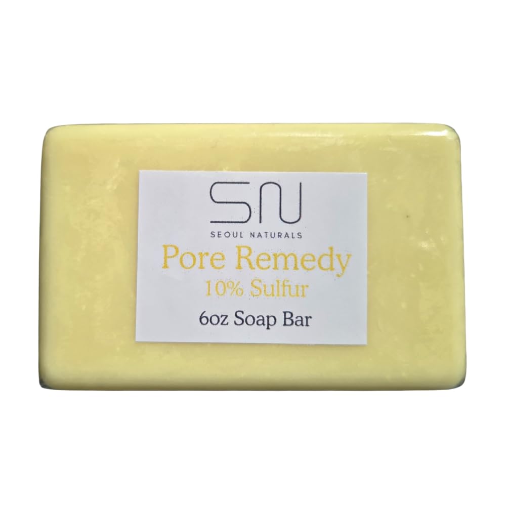 Seoul Naturals Pore Remedy 10 Sulfur Soap with Lemongrass and Tea Tree Oil for Acne Blemishes and Deep