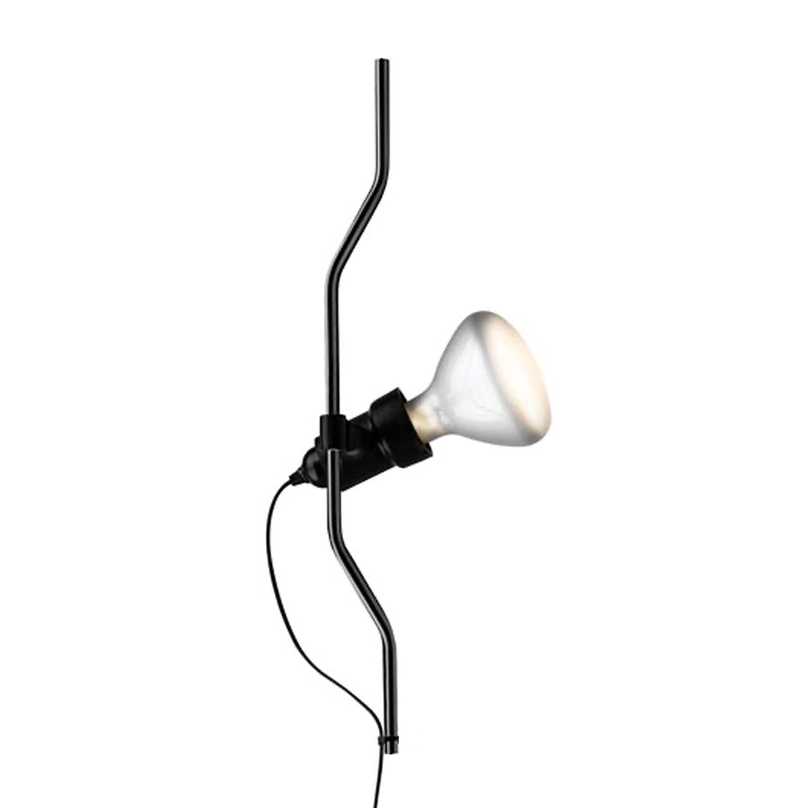 FLOS Parentesi Element, Elemento Aggiuntivo per Lampada Parentesi, Composto da Archetto in Metallo, Portalampada e Cavo con Spina, Versione con Interruttore On/​Off, Colore Nero