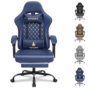 Vittanly Gaming Stuhl mit Federsitzkissen, Gaming Chair, Marineblau