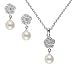 Produktbild Cristalina Ohrhänger versilbert in Blumenform mit Swarovski-Kristallen und Perle Ohrring und Anhänger-Set mit Kette