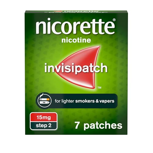Nicorette InvisiPatch, Nicotine Patches Step 2, 15mg, 7 count, Effective and discreet Stop Smoking and Stop Vaping Aid, Nicotine Patches to Beat Cravings & Withdrawal Symptoms (Quit Smoking or Vaping)