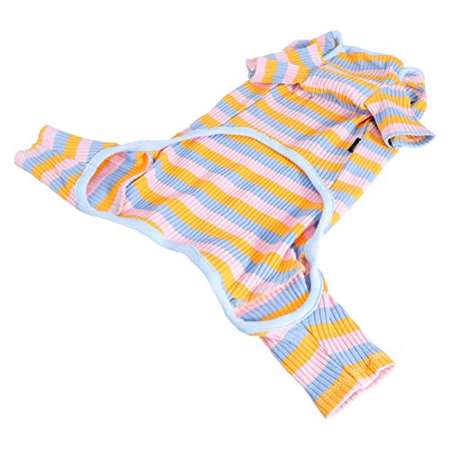VILLCASE Pijama para Cachorro Filhote de Cachorro Listrado Macacão de Quatro Pernas Macacão Macacão