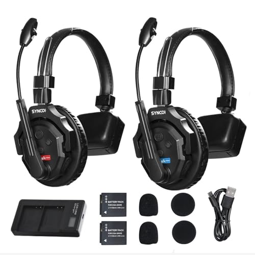 SYNCO XTALK X2 Wireless Headset Intercom System 2.4GHz 400 Meters Noise Cancellation Communication Headset for 2 Persons Live Streaming Movie Shoot Team Communication