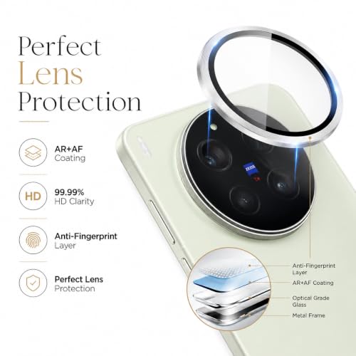 Image of FIRST MART Silver Camera Ring Guard Protector for Vivo X300 Ultra | Tempered Glass with Metal Alloy Rings, HD Clear, Scratch Resistant, Case-Friendly | Pack of 1