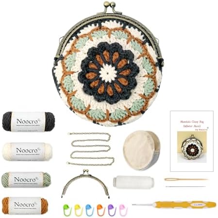 Noocro Mandala Crochet Coin Purse Kit with Metal Kiss Clasp – Boh...