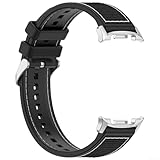 Cinturino di ricambio per Samsung Watch 8 da 40 mm e 44 mm con misto silicone e nylon che offre flessibilità, durata e comodo da indossare (44 mm nero)
