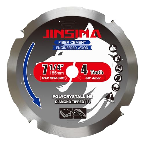 JINSINA 7 1/4 4T PCD Tipped Hardie Blade Fiber Cement Circular Saw Blade