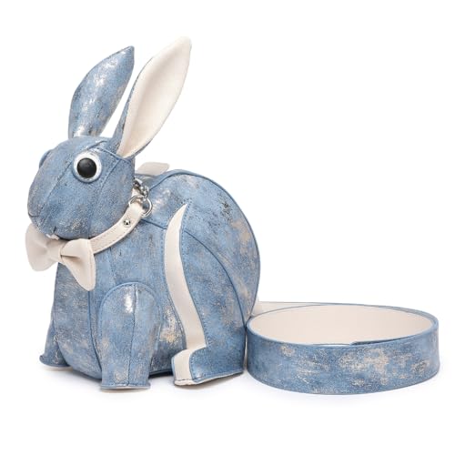 Sac à main lapin en cuir synthétique bleu avec grand volume