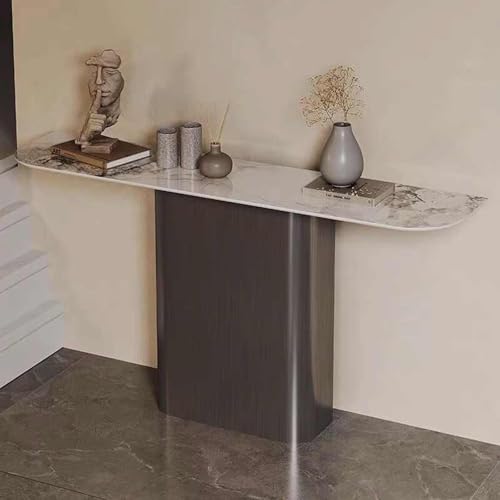 Consola Moderna para Entrada, Pasillo o recibidor con Base de Metal Grueso, Mesa Auxiliar para sofá, vestíbulo, Pasillo y Sala de Estar (Negra, 100 cm/39,4 Pulgadas)