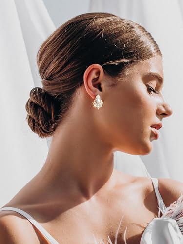 SWEETV Sparkly Cluster Rhinestone Earrings for Women, Fancy Crystal Wedding Bridal Stud Earrings for Brides,Bridesmaid, Prom Formal Vintage Party Jewelry Gifts3
