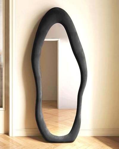 Full-Length-Mirror-Floor-Mirror-with-Stand-Wall-Mounted-Mirror-Full-Length-Floor-Mirror-Standing-Mirror-Full-Length-Irregular-Mirror-Flannel-Frame-Black