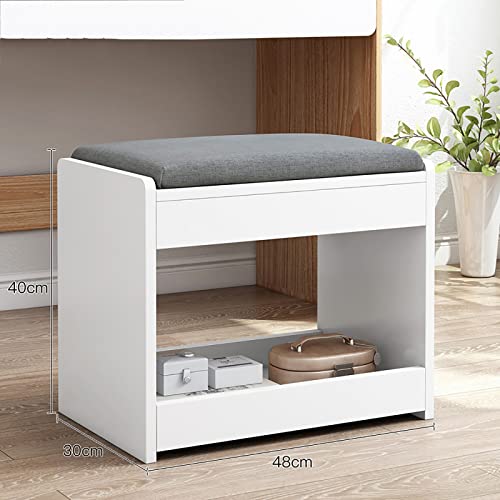 Banco moderno de madera rectangular con cojín mullido para dormitorio y tocador 2