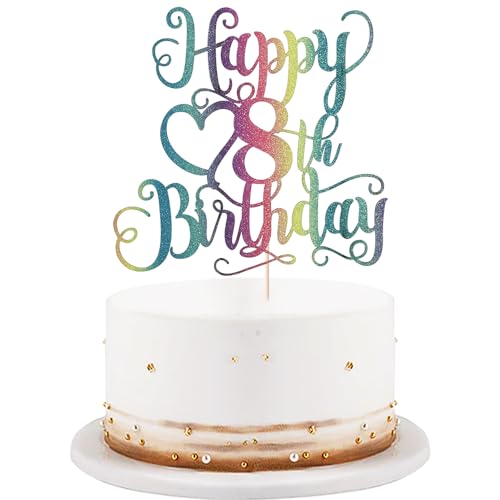 Color Flash Happy 8th Birthday Cake Topper for Boys and Girls - Children's Party Cake Decorations - Hello Cake Topper - Birthday Party Decorations