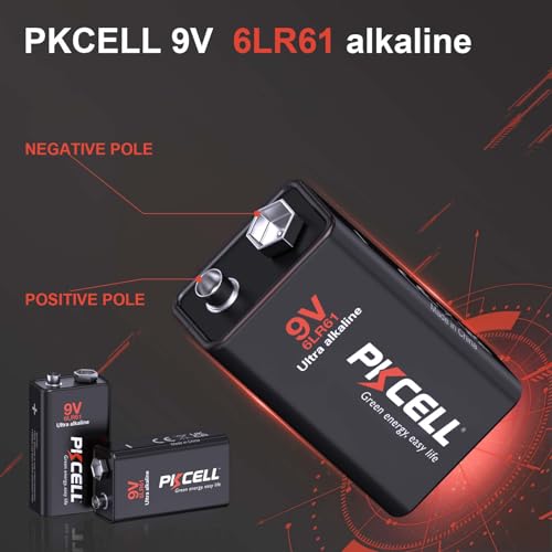 Image of PKCELL 12-Pack 9V Batteries, Ultra Alkaline 9 Volt Battery for Smoke Alarms