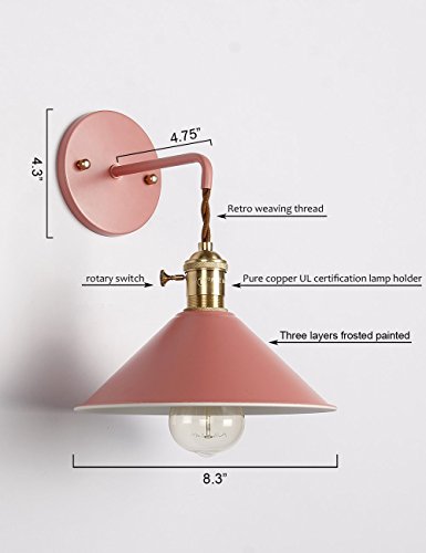 Iyoee Wall Sconce Lamps Lighting Fixture With On Off Switch,Green Macaron Wall Lamp E26 Edison Copper Lamp Holder With Frosted Paint Body Bedside Lamp Bathroom Vanity Lights #TOP2
