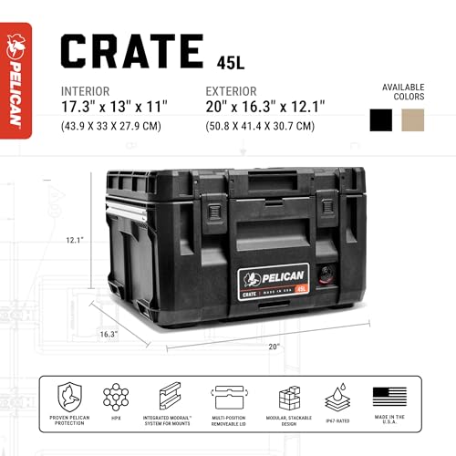 Pelican Crate - 45 Liter Storage Case - Cargo Box, Transport Case, Overland Case (Black) - image 4