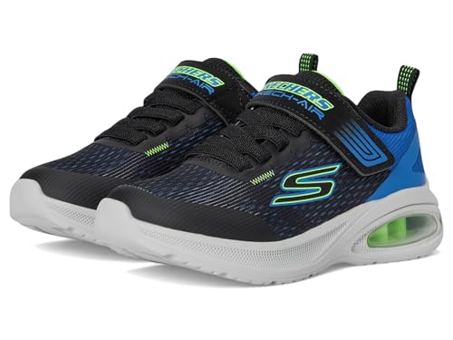 SKECHERS Kids Boys Microspec Max Advance-Squad-P Sneaker, Black/Blue/Lime, 11.5 Little Kid