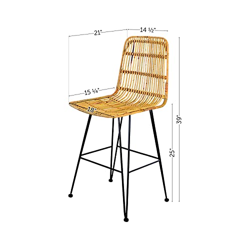 South Shore Balka Counter Stool, Set Of 2, Without Arm, Rattan And Black #TOP1