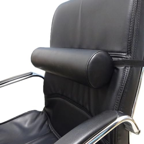 Office Chair Round Roll Pillow Lumbar Back Cushion Semi Roll Lumbar Pillow Sponge Game Chair Long Bolster Waist Pillow (Black, Half Cylinder : 13×40×7.5cm/5.12