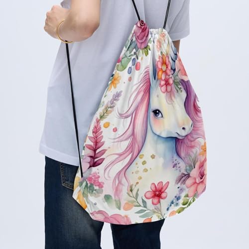 Sac à cordon licorne et fleurs imperméable lot de 2 - 4