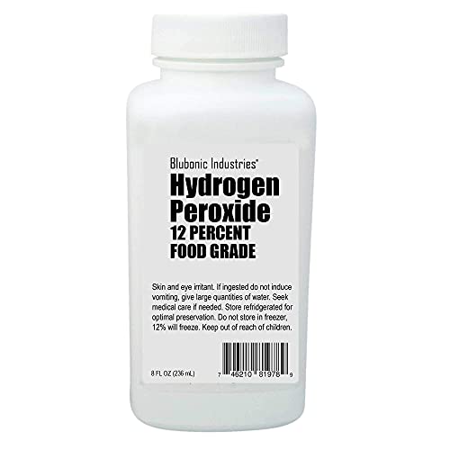 Blubonic H2o2 Food Grade Hydrogen Peroxide 12%, Stabilizer-Free, Pure Oxygen and Water H202 (8 fl oz)