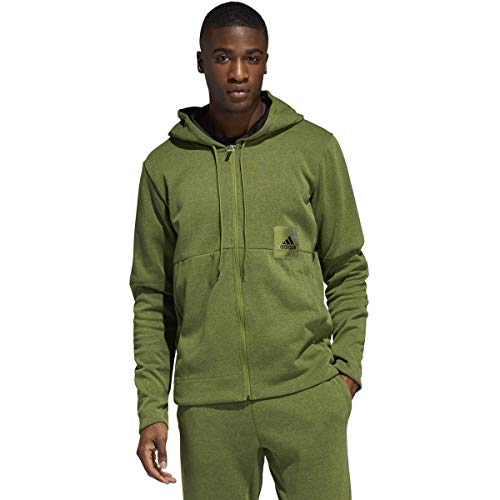 adidas Cross Up 365 - Felpa da Uomo con Cappuccio e Zip, Uomo, Felpa con Cerniera., F19BMACT403, Tech Olive/Nero, M