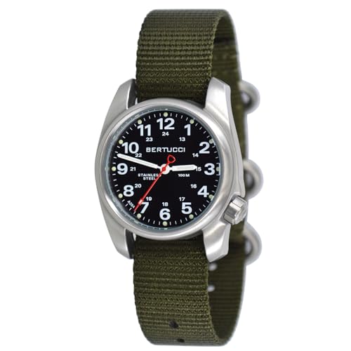 BERTUCCI® 36 mm Stainless Steel Field Watch - A-1S Field™ - Black Dial, Defender Olive™ Nylon Band 11012