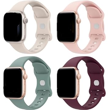 4 Pack Pulseira Compatível com Apple Watch Band 49mm 45mm 44mm 42mm 40mm 41mm Mulheres Homens, Pulseira de Silicone Macio para iWatch Ultra 2/1 Série 9 8 7 6 5 4 3 SE