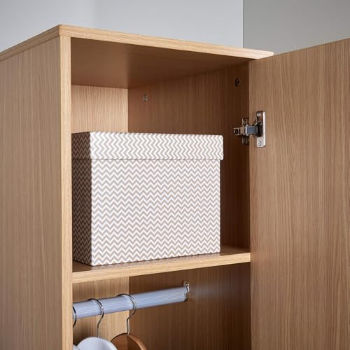 Home Source Phoenix Wardrobe with 1 Door | 180cm Tall Oak Effect| Hanging Rail & Storage Shelf | Contemporary Bedroom Furniture | 40D x 48W x 180H cm - Image 5