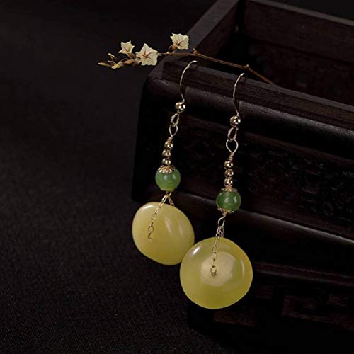 Boucles d'oreilles style chinois or 14K et ambre le cadeau rétro idéal - 2