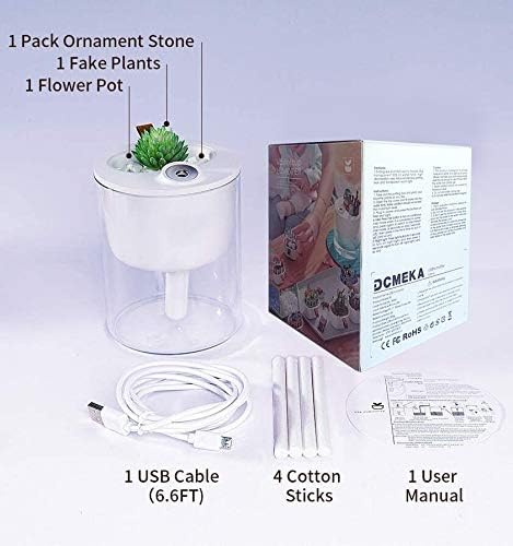 Humidifiers, DCMEKA Mini Small Humidifier for Bedroom, USB Cool Mist Humidifier for Plants, Personal Portable Humidifier with Night Light for baby, office, Whisper Quiet, 4H Timed Auto-off(White)