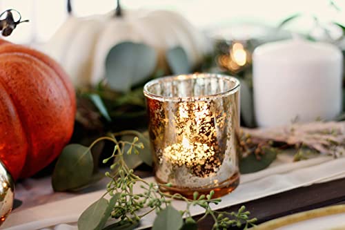 Just Artifacts 2.75-Inch Speckled Mercury Glass Votive Candle Holders (25pcs, Gold)