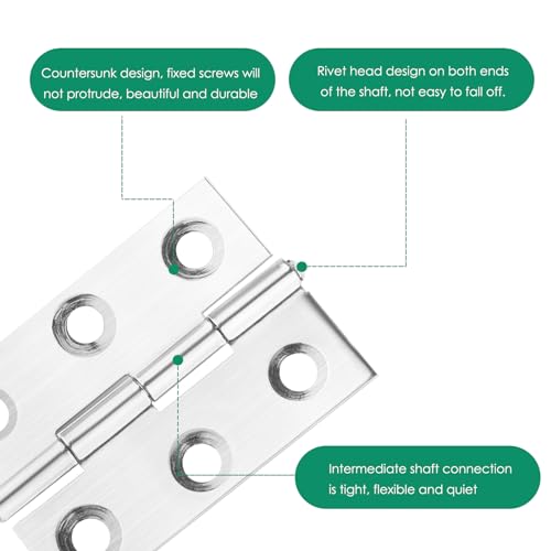 30 Stück Scharniere Klappbar, 44mm× 32mm Scharnier Edelstahl, Mini Scharniere, Scharniere Für Schranktüren, Holztüren, Möbelscharniere, Türscharniere mit Kreuzschraubendreher & 180 Stück Schrauben