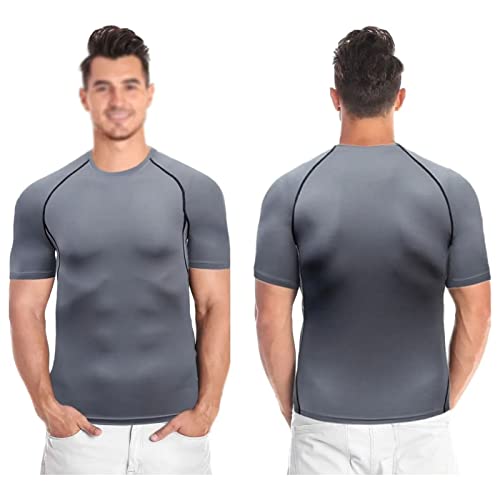 Top Masculino para Treino, Manga Curta, Camisas Masculinas de Compressão Com Elástico Alto para Trei