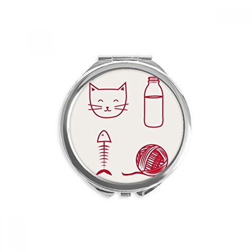 Miroir de poche chat et bouteille de laine rond 6,6 cm de diamètre mignon et multicolore